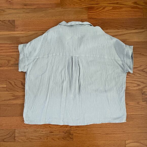 Madewell Park Gauze Popover Shirt Womens XL Blue Dusty Pool Casual Basic Cotton - Picture 2 of 8